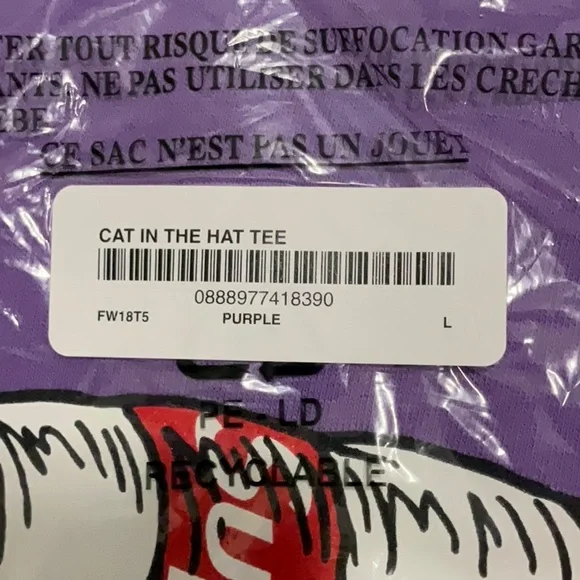 Supreme Cat In The Hat Tee Purple FW18 (Fall Winter 2018) - Picture 5 of 5